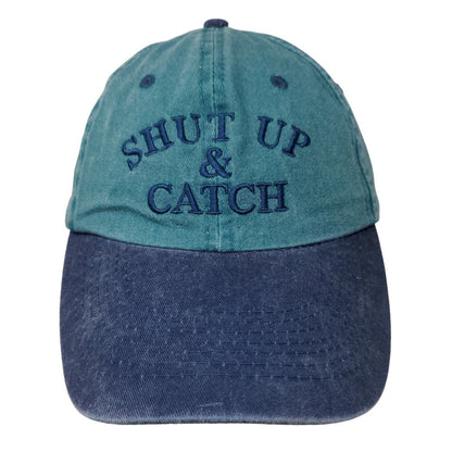 Distinctive Headwear Men's Strapback Hat Blue Shut Up & Catch Fishing Logo