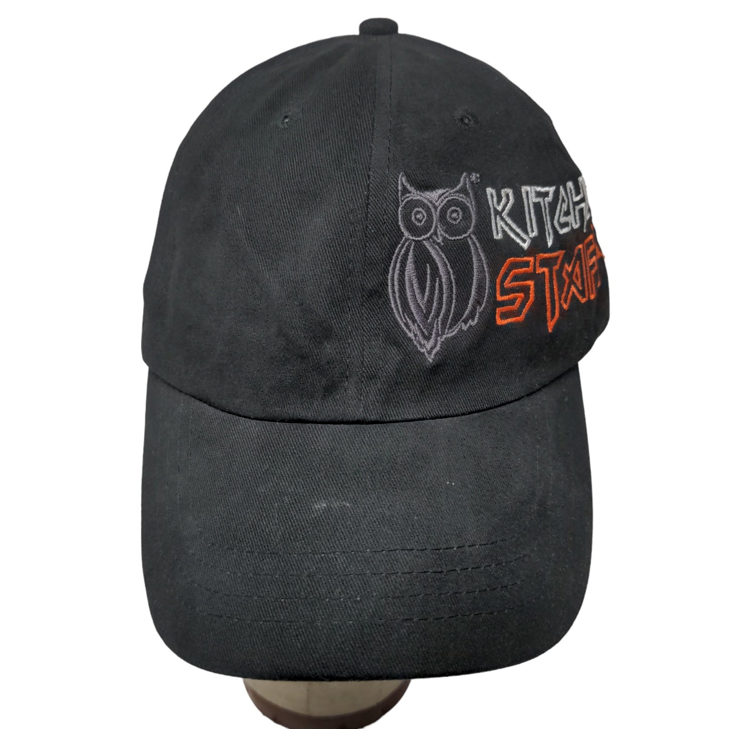 Quake City Caps Men's Slideback Hat Black OSFM Embroidered Owl Kitchen Staff