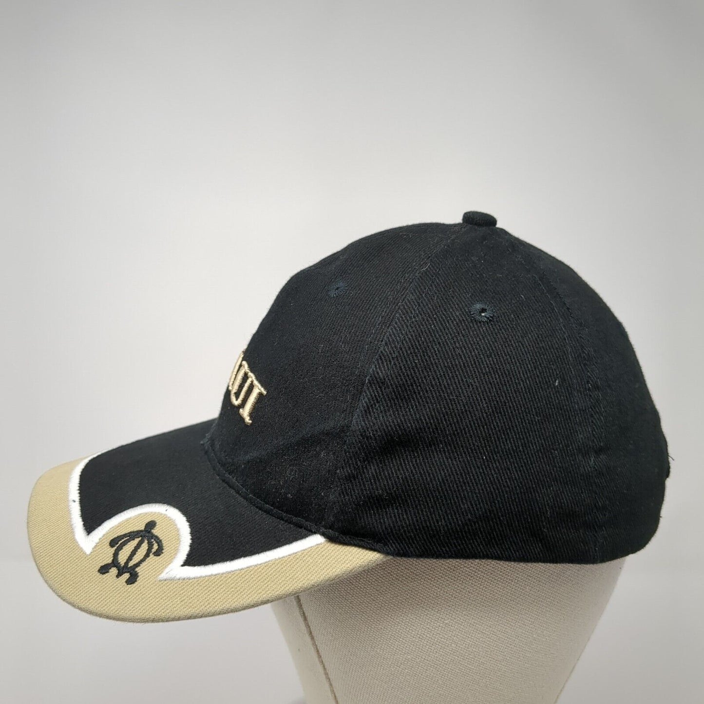 MAUI Slideback Hat Black One Size Adjustable Embroidered Vented Holes Surfware