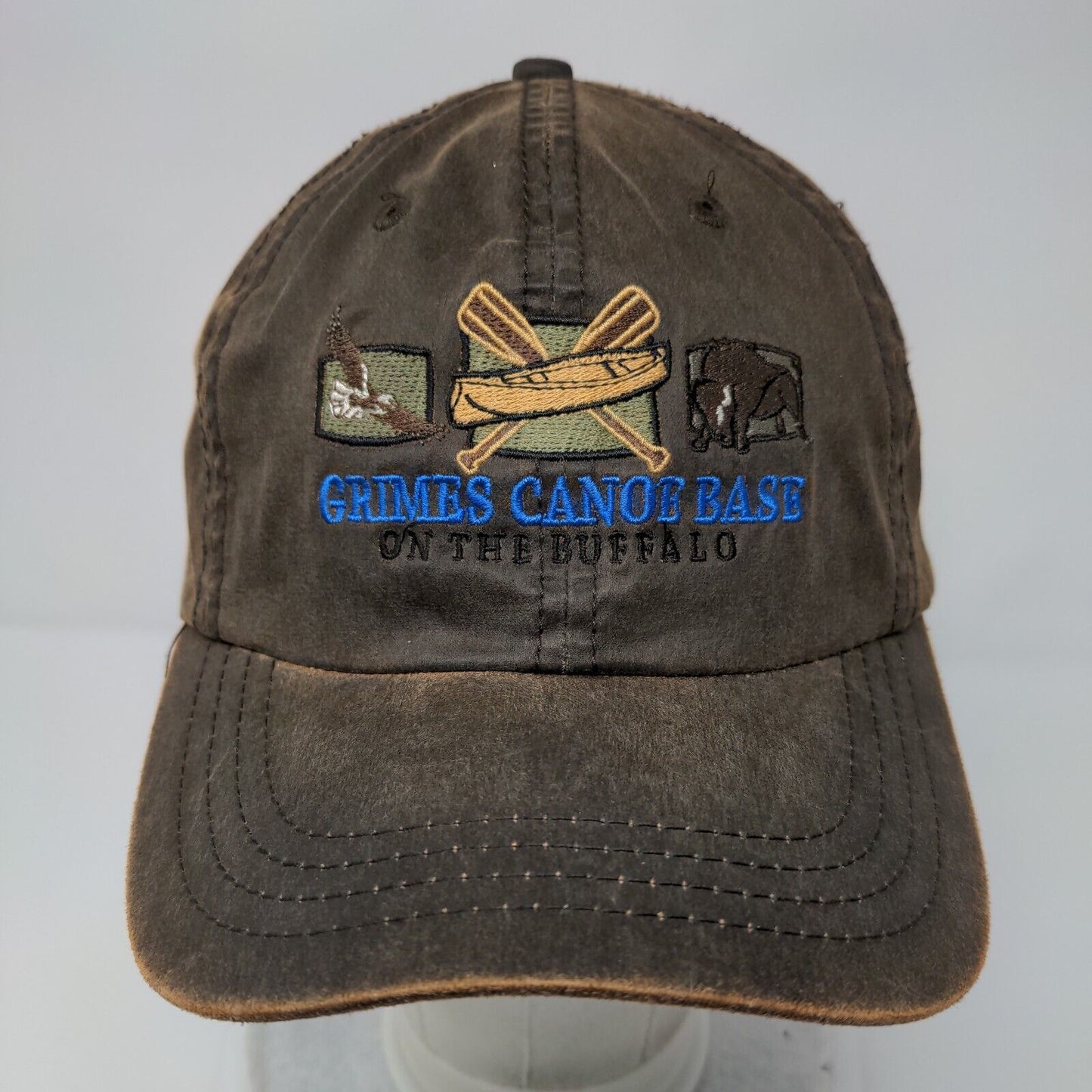 Grimes Canoe Base On The Buffalo Strapback Hat Brown OSFA Embroidered