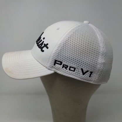 Titleist Men's Fitted Hat White Size M/L Embroidered Pro V1 Logo