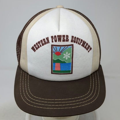Young An Trucker Hat Brown White One Size Mesh Back Snapback 5 Panel Landscape