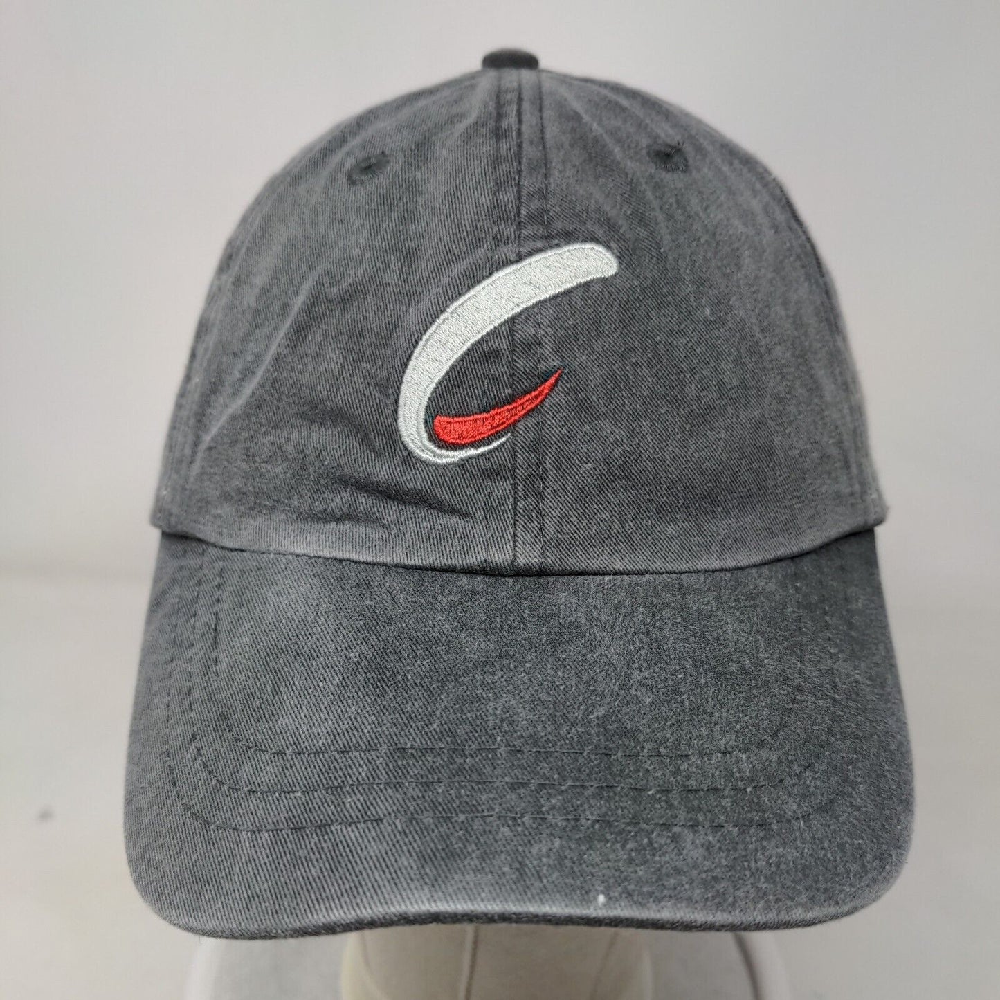 Adams Slideback Hat Gray One Size Embroidered Logo Leather Strap Lined