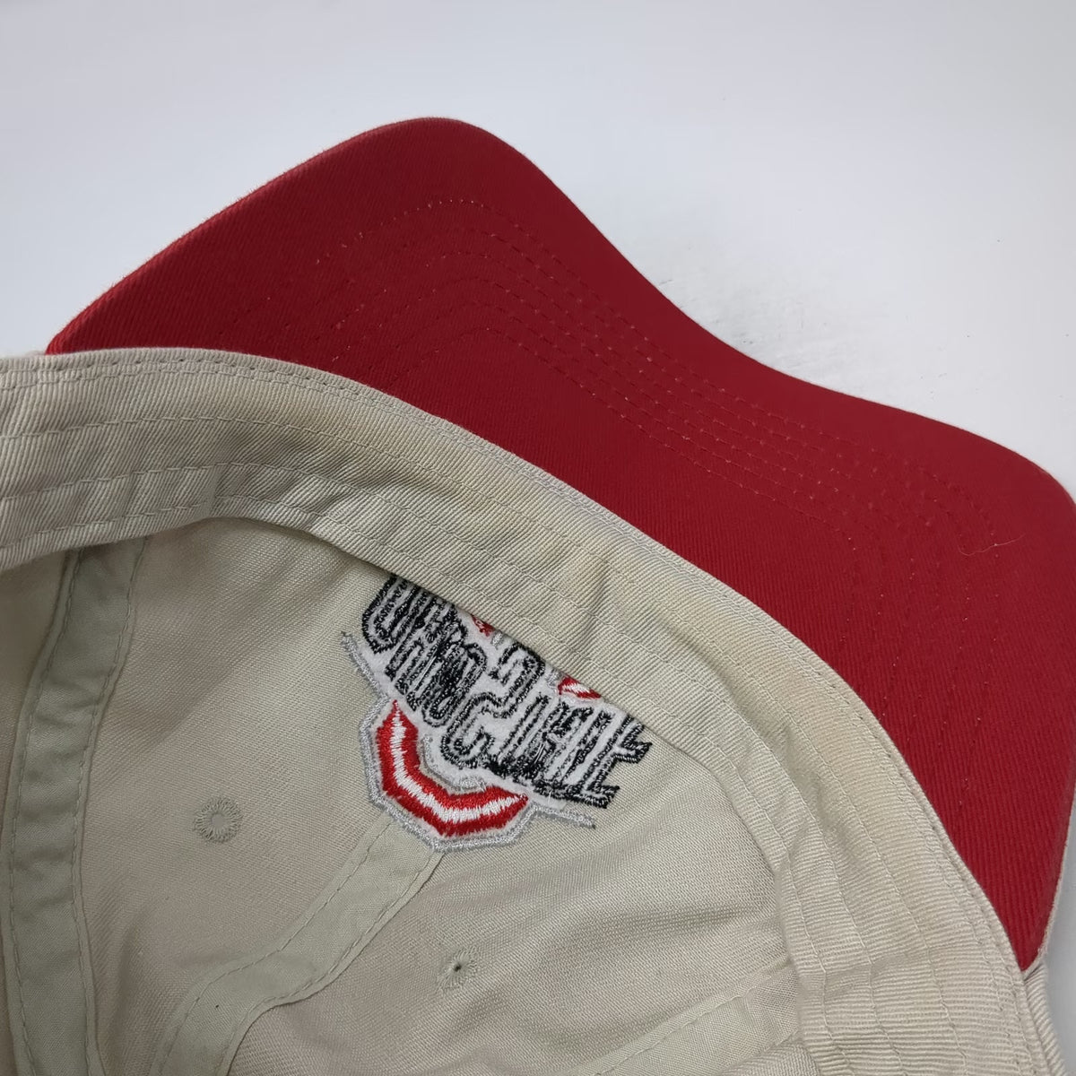 Headmaster Ohio State Buckeyes NCAA Beige Red One Size Strapback Embroidery Hat