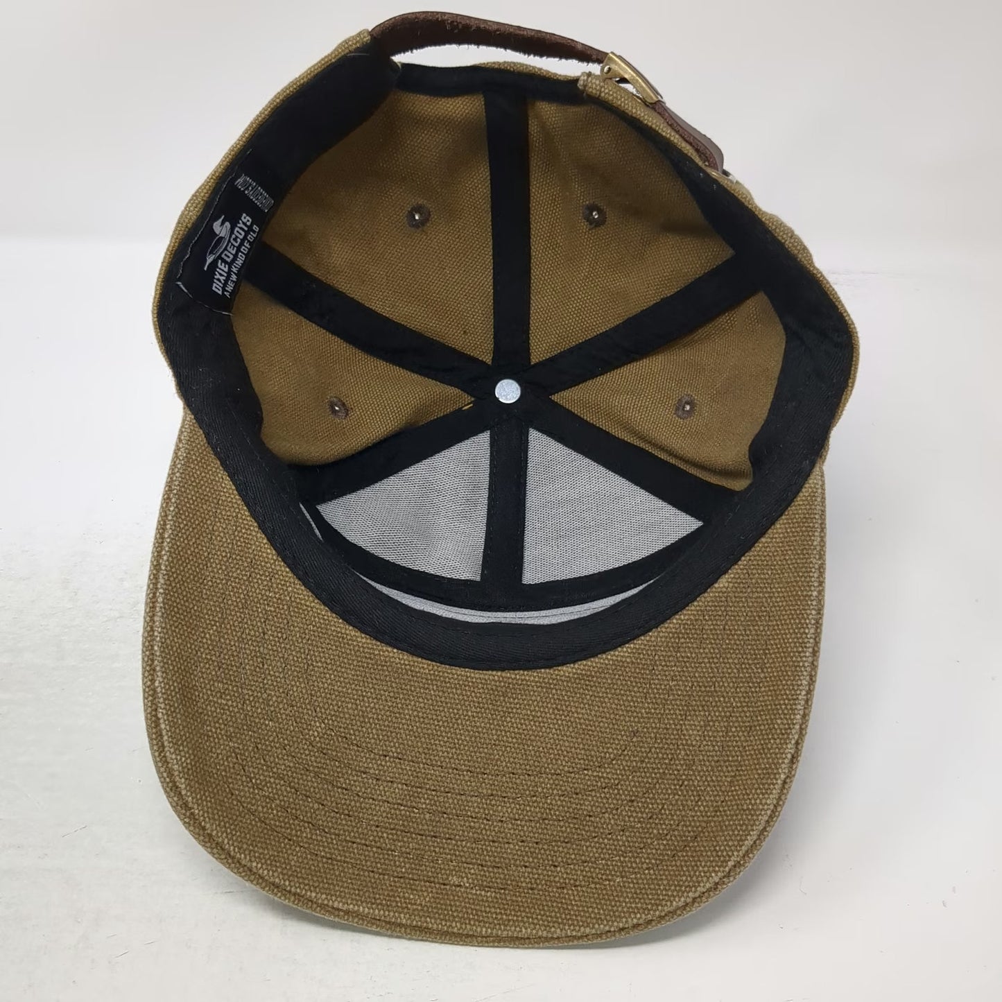 Dixie Decoys Baseball Cap Brown Cotton Canvas Leather Strapback Duck Patch Hat