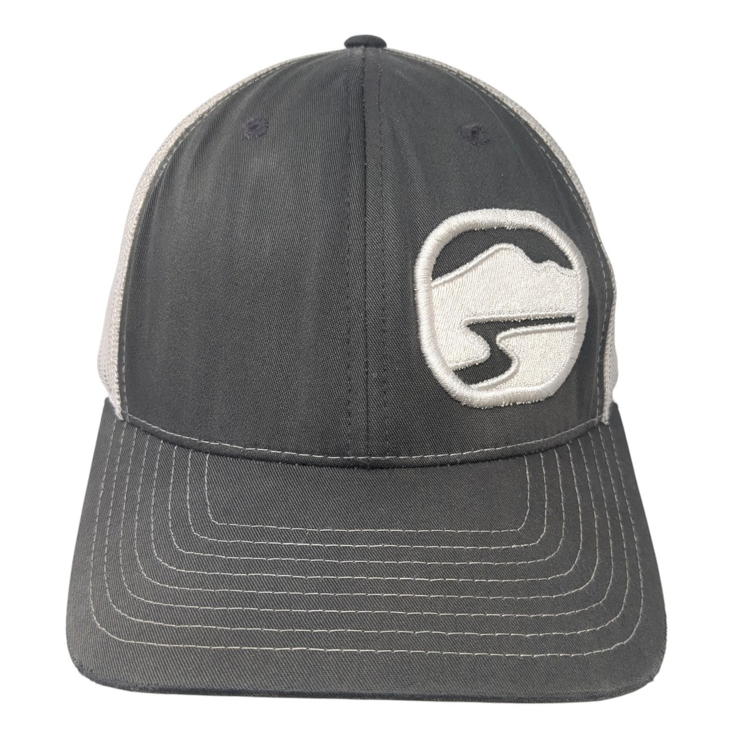 Richardson Snapback Mesh Back Trucker Hat Gray One Size Embroidered