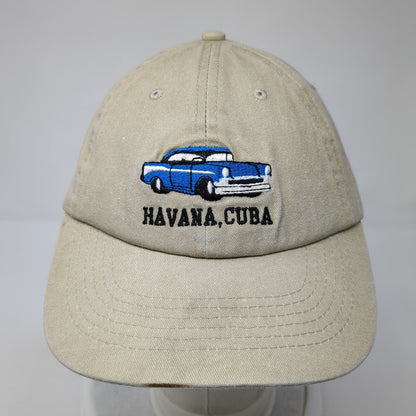 Havana Cuba Strapback Hat Tan OS Adjustable Embroidered DMR Classic Headwear