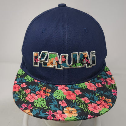 Hawaiian Headwear Snapback Hat Blue One Size Floral Brim Kauai 808 Embroidery
