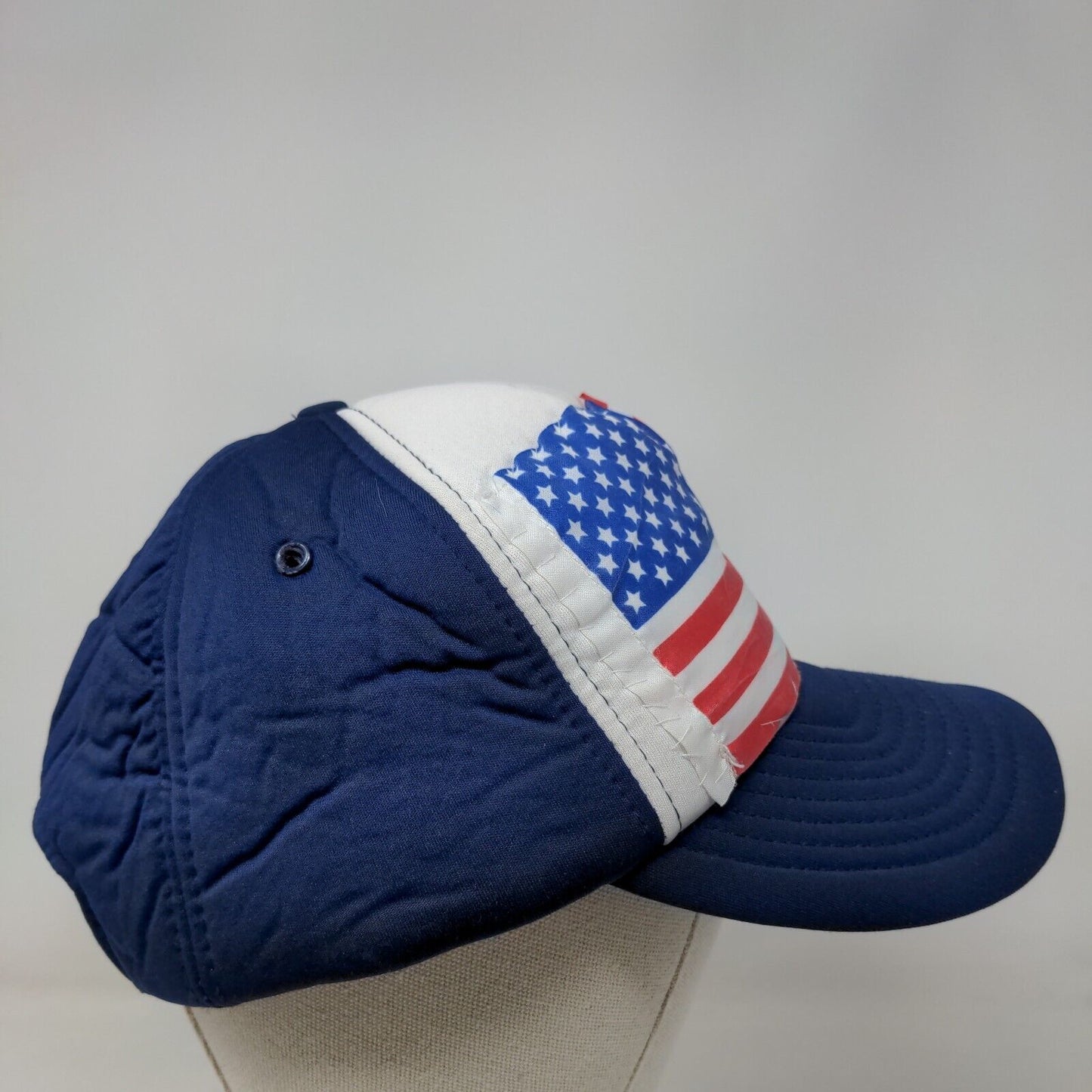 American Flag Snapback Hat Blue One Size Adjustable Colorblock Vent Holes