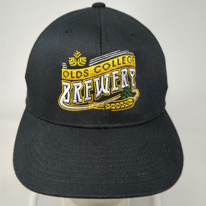 Flexfit Baseball Cap Black Yellow White Green XL Olds College Brewery Logo Hat