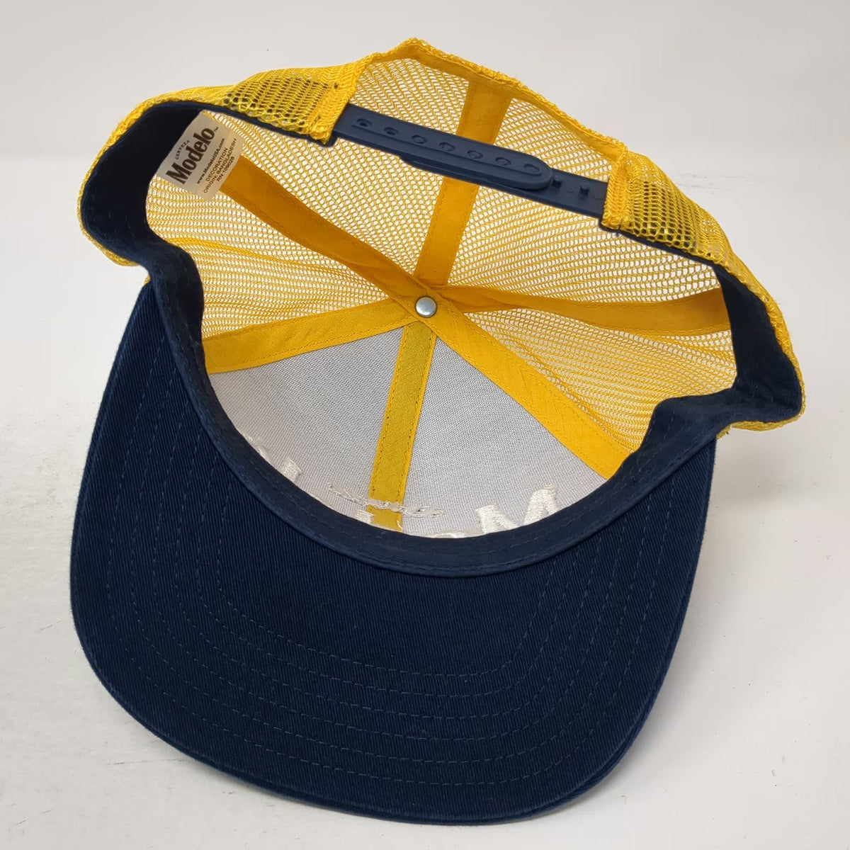 Modelo Trucker Hat Blue Yellow One Size Mesh Back Snapback Cerveza Beer Logo