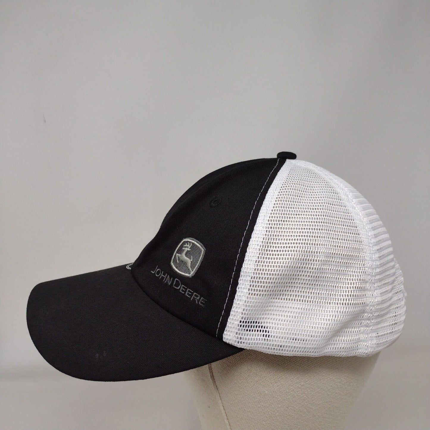John Deere Strapback Hat Black OSFA Adjustable Embroidered Mesh Back 6 Panel