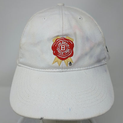 Jim Beam Baseball Cap White One Size Slideback Born Barreled USA Logo Hat