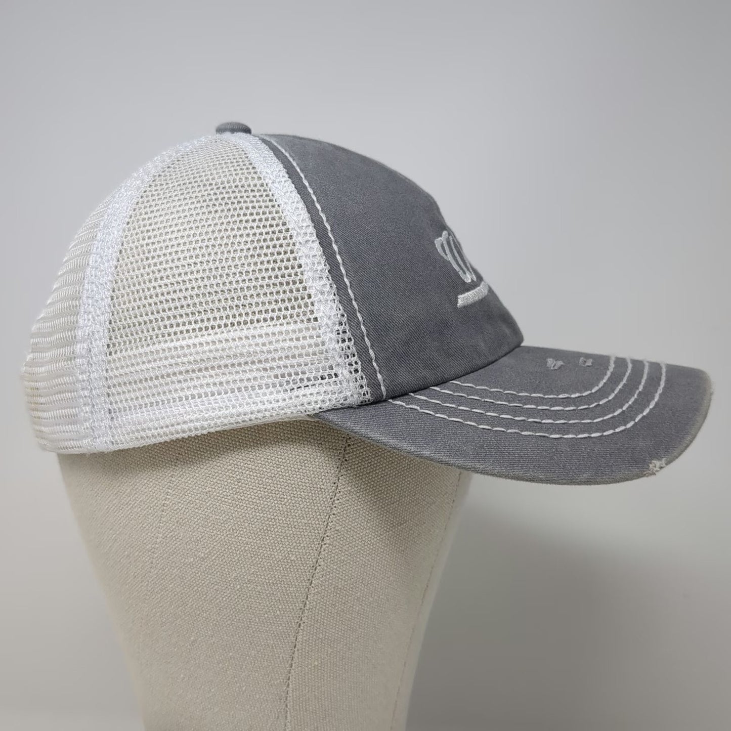 David and Young Trucker Hat Gray One Size Snapback Wolves ASA Mesh Distressed
