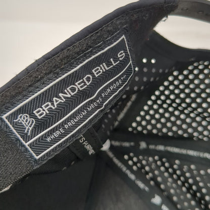 Branded Bills Black Trucker Hat One Size Fiber Net Incorporated Rope Snapback