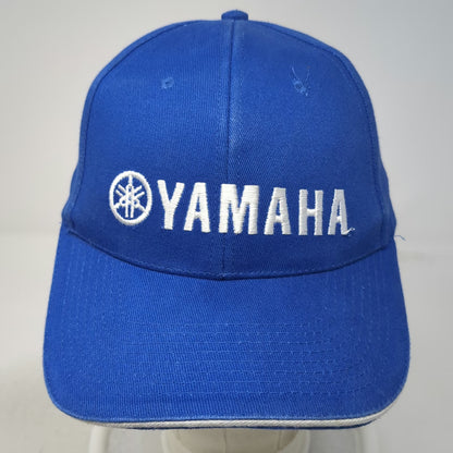 Yamaha Baseball Cap Blue One Size Strapback Embroidered Logo White Piping Hat