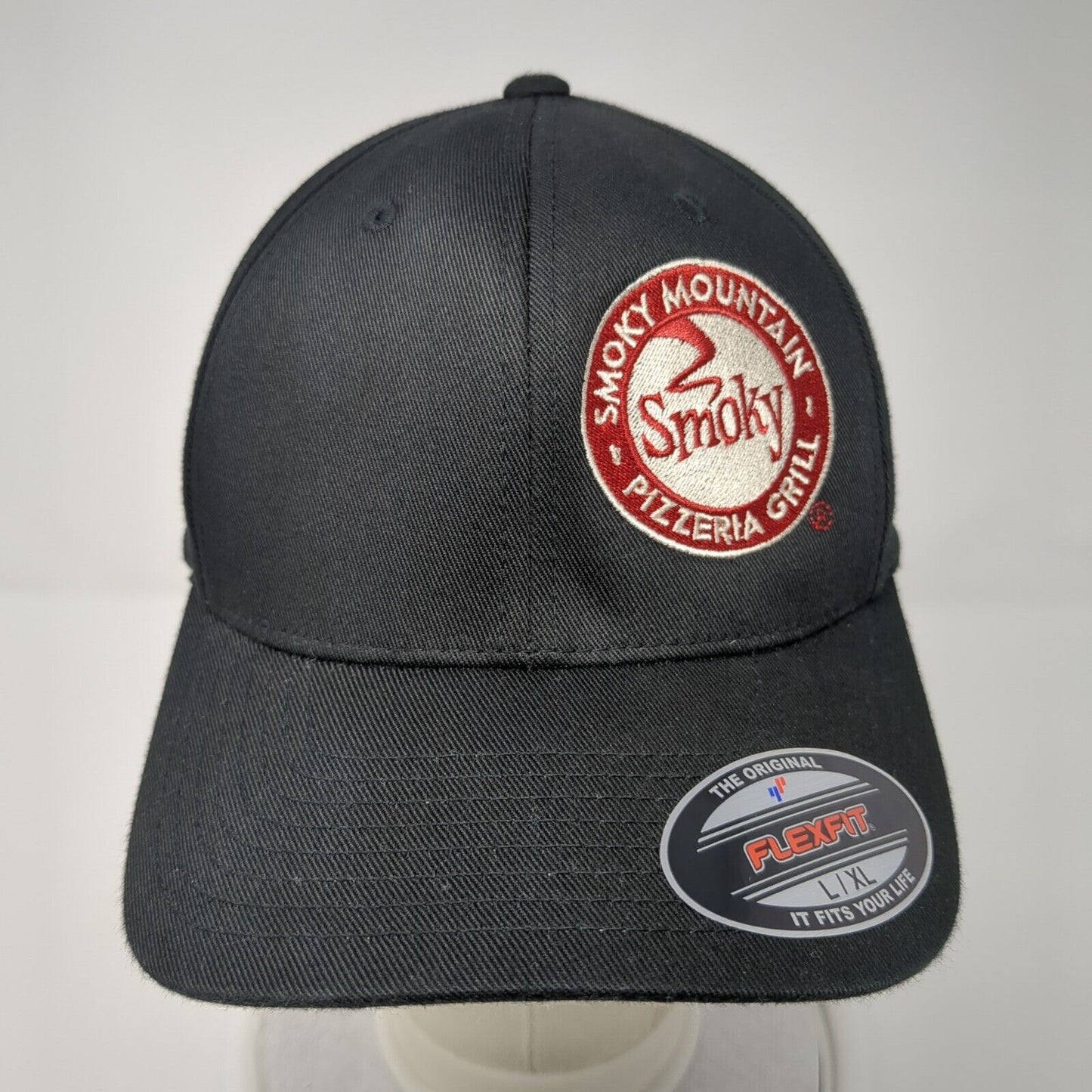 Smoky Mountain Pizzeria Grill Fitted Hat Black L/XL Flexfit Embroidered