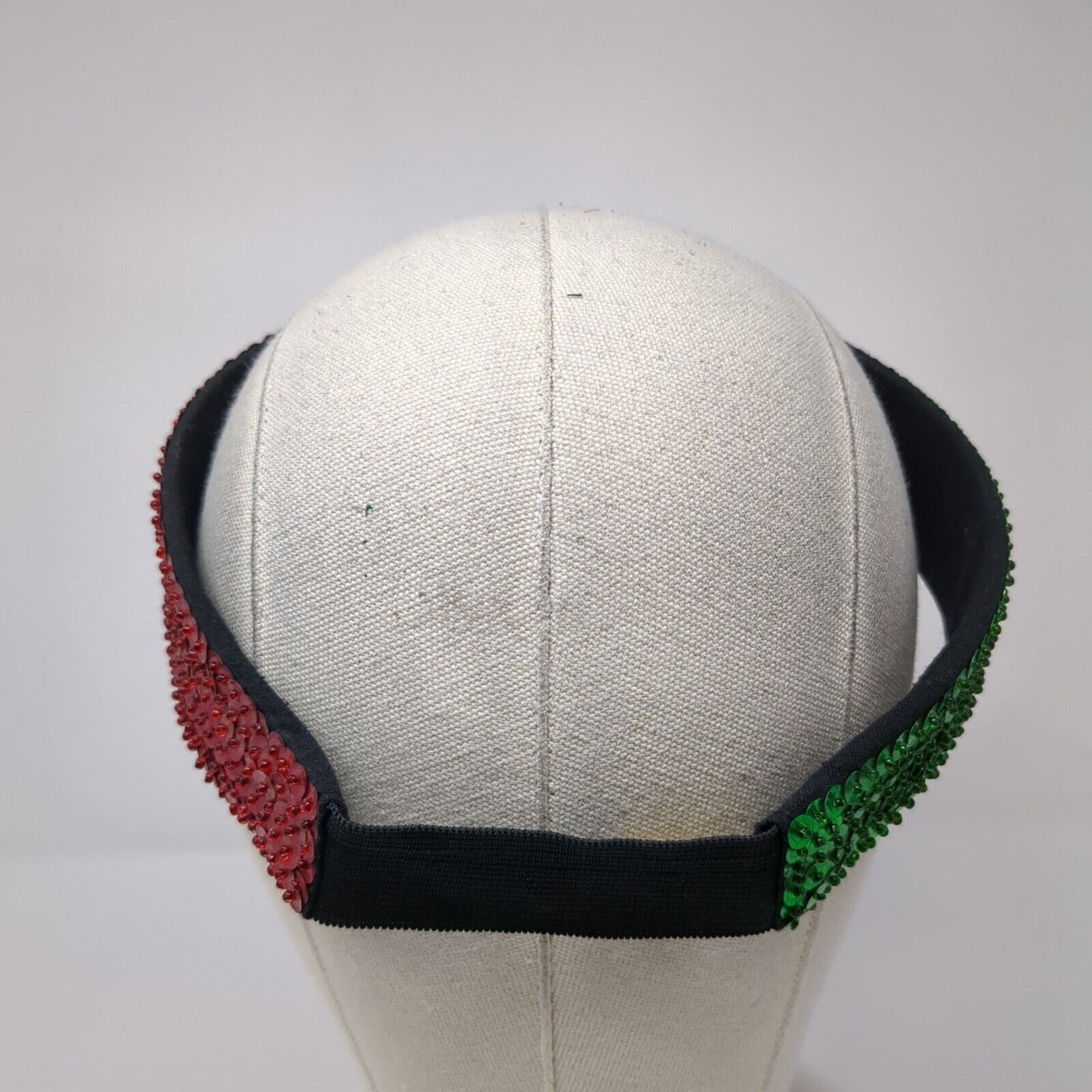 Italian Flag Sequin Sun Visor Multicolor One Size Stretch Patriotic Embellished
