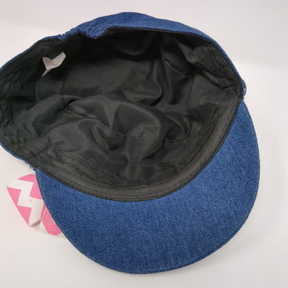 Unbranded Cadet Army Cap Blue One Size Lightweight Denim with Bow Cotton