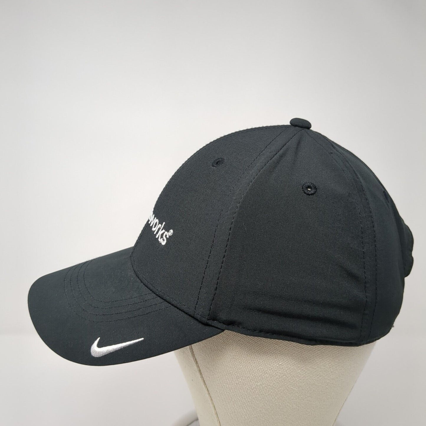Secureworks Strapback Hat Black M/L Embroidered Swoosh Logo Dri-Fit Nike