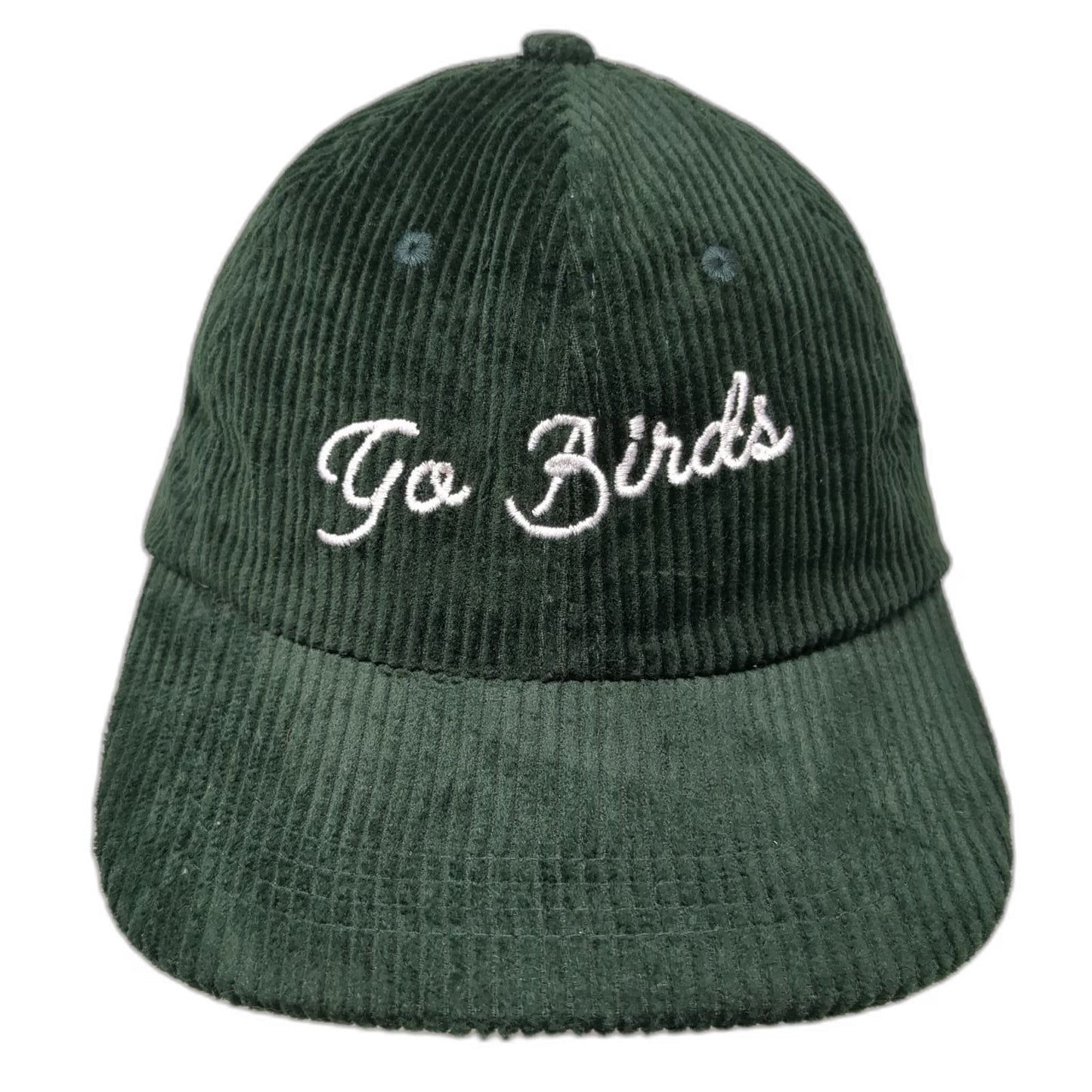 Green Corduroy Go Birds Embroidery Baseball Cap One Size Slideback Strap Hat