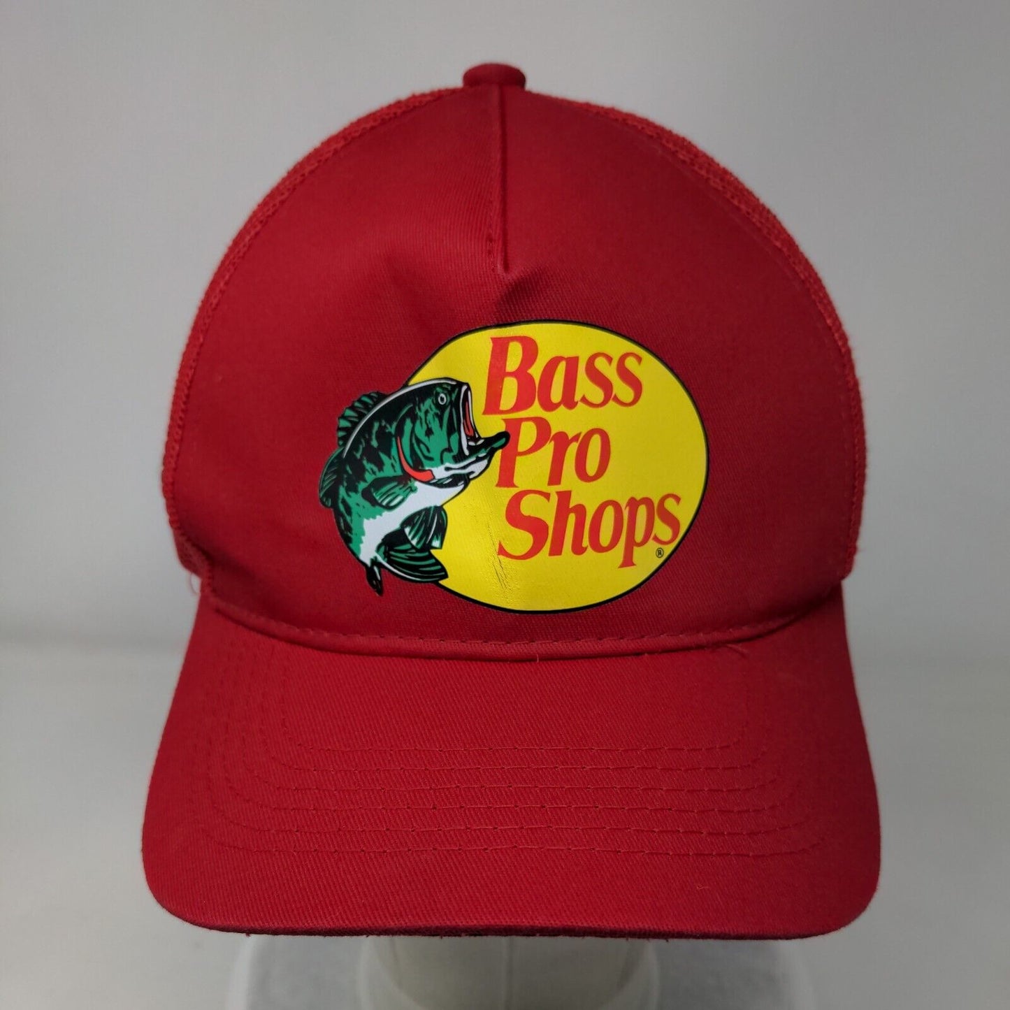 Bass Pro Shops Snapback Mesh Back Trucker Hat Red OSFM Gone Fishing Solid