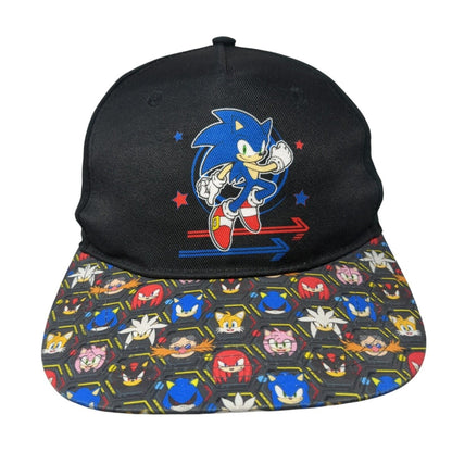 Sonic The Hedgehog Snapback Hat Black OS Adjustable Vented Holes 6 Panel SEGA