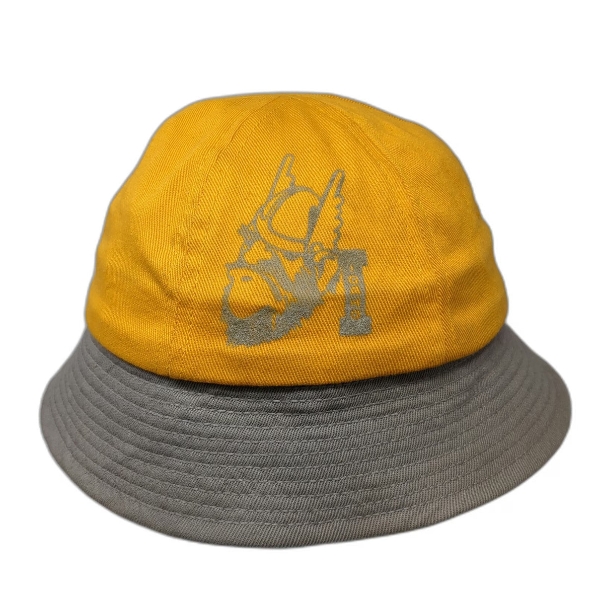 Yellow Bucket Hat M Gray Graphic Two Tone Cotton Twill Wide Brim Idaho Vandals
