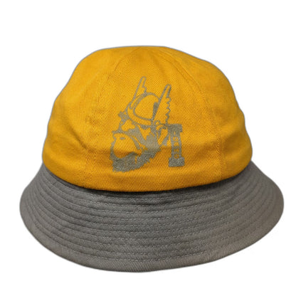 Yellow Bucket Hat M Gray Graphic Two Tone Cotton Twill Wide Brim Idaho Vandals