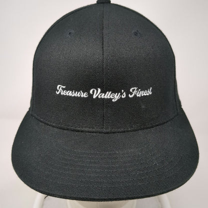 210 Fitted Baseball Cap Black 7 5/8 Treasure Valleys Finest Embroidered Hat