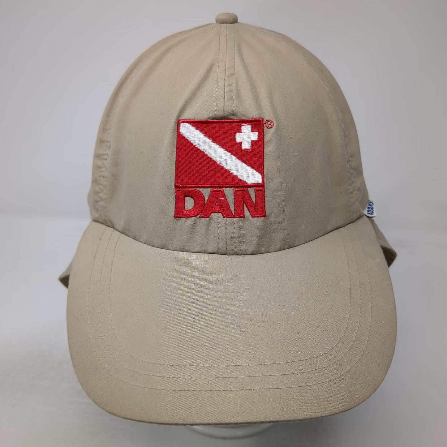 Adams Baseball Cap Beige OS Divers Alert Network DAN Scuba Diving Neck Flap