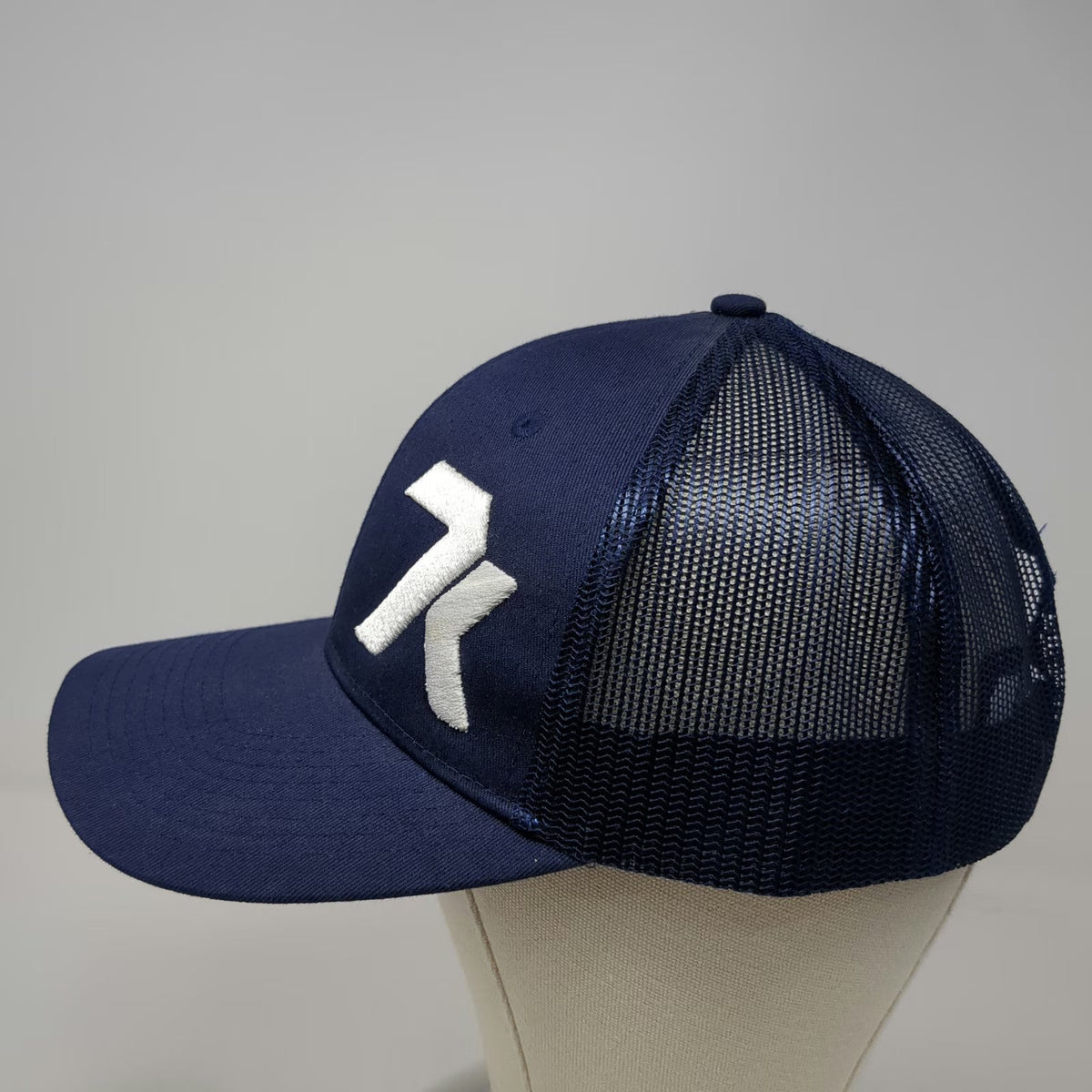 Port Authority Trucker Hat Blue One Size 7k Logo Mesh Snapback Curved Bill Cap