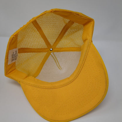 Virginia City Montana Snapback Rope Trucker Hat Orangish-Yellow OSFA Mesh Back