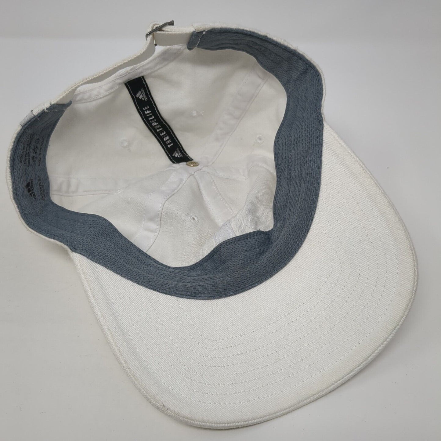 Adidas Slideback Hat White One Size Adjustable Embroidered 6 Panel Cotton