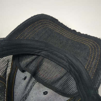 Von Dutch Trucker Hat Black One Size Distressed Denim Patch Snapback Mesh
