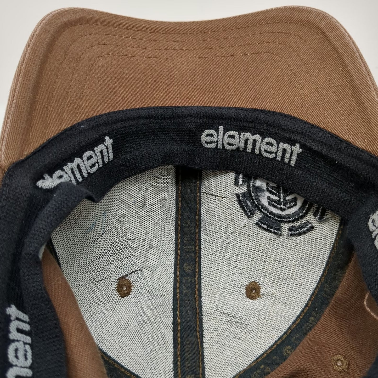 Element Baseball Cap Brown XL Embroidered Logo Distressed Graphic Flexfit Hat