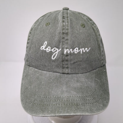 Dog Mom Slideback Hat Green One Size Adjustable Embroidered 6 Panel Cotton