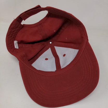 Unbranded Strapback Hat Red One Size Adjustable Vented Holes 6 Panel Blank