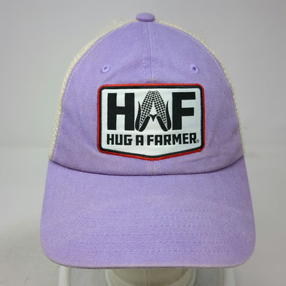 HAF Hug A Farmer Trucker Hat Purple One Size Mesh Snapback Corn Agriculture