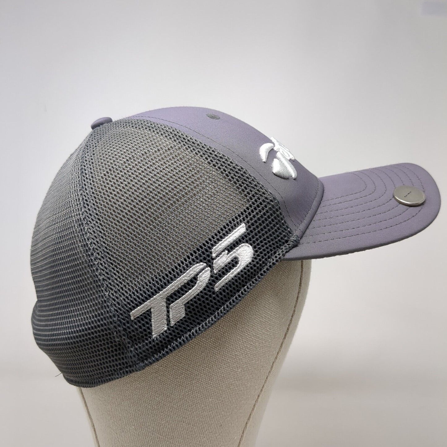 TaylorMade Fitted Mesh Back Trucker Hat Gray L/XL A-Flex Embroidered