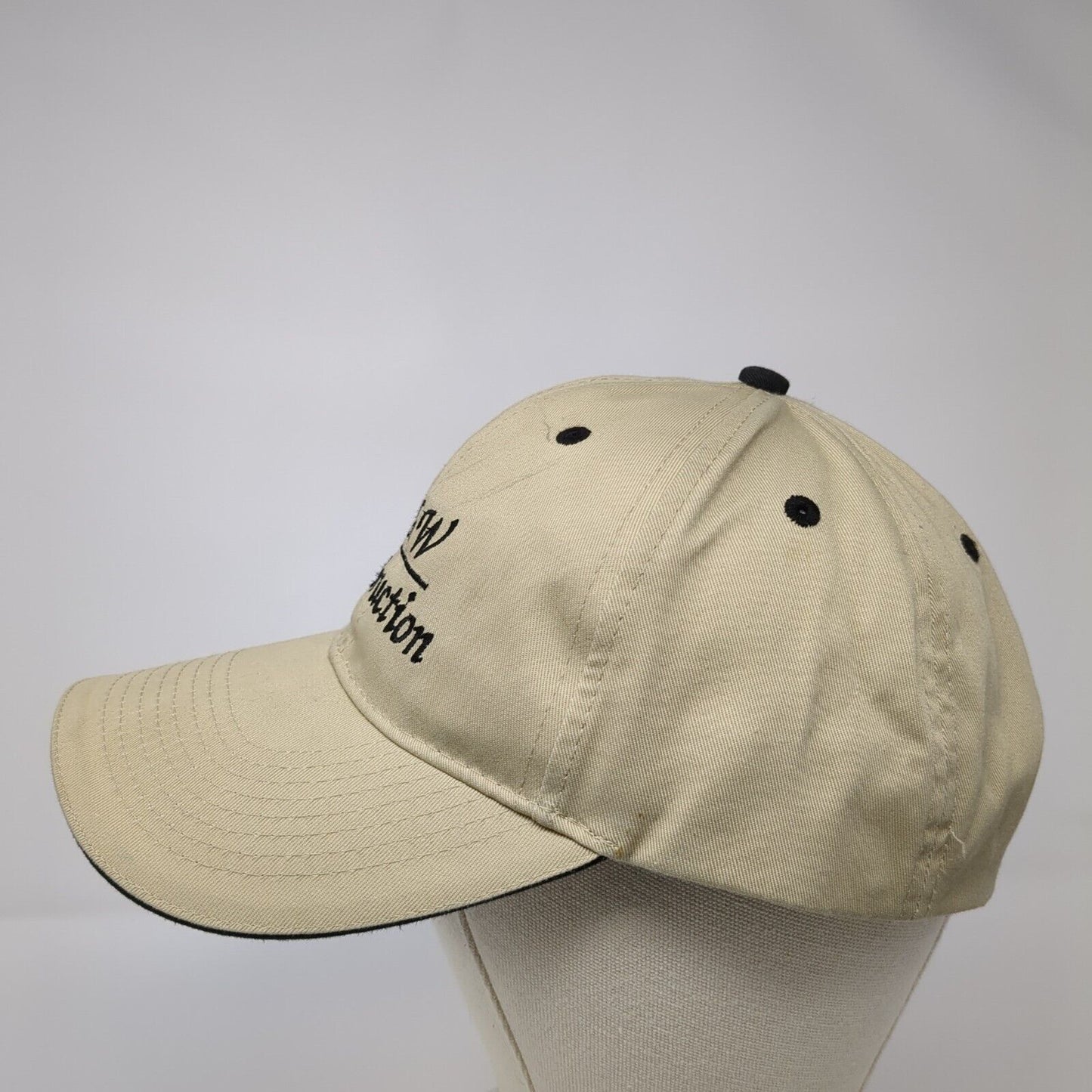 H&W Construction Strapback Hat Tan OSFM Adjustable Embroidered 6 Panel Otto