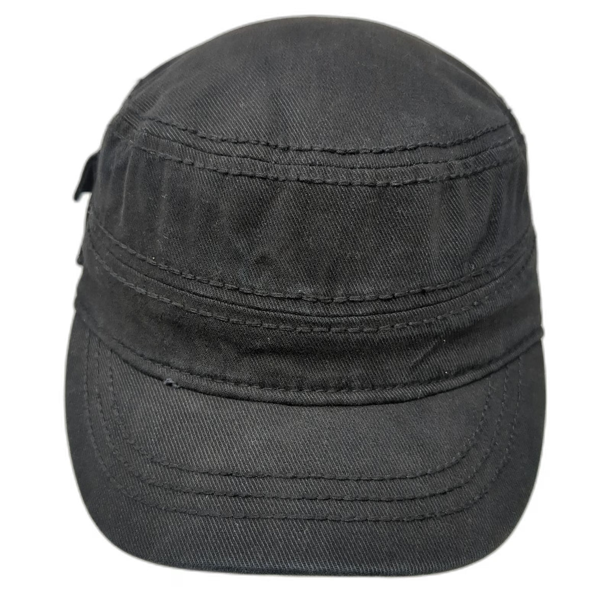 Army Cap Black One Size Side Pocket Cotton Adjustable Solid Cadet Military Hat