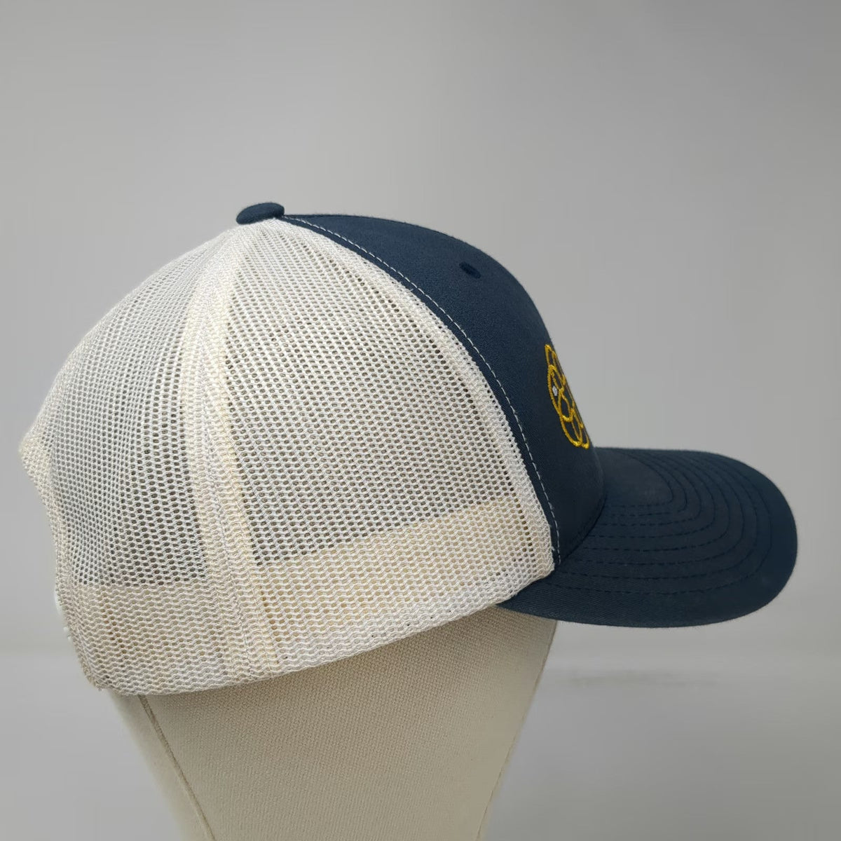 Yupoong Trucker Hat Blue White Yellow One Size Nucleus Biologics Snapback Mesh