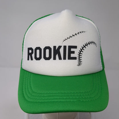 Rookie Snapback Trucker Hat Green One Size Adjustable Mesh Back 6 Panel