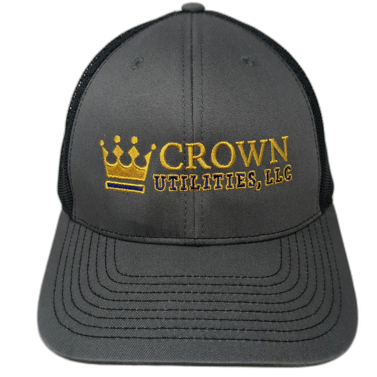 Richardson Trucker Hat Gray One Size Crown Utilities LLC Logo Snapback Mesh Back