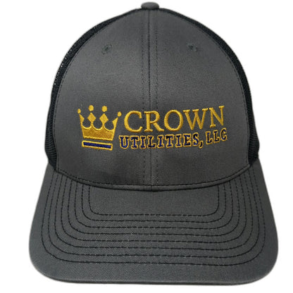 Richardson Trucker Hat Gray One Size Crown Utilities LLC Logo Snapback Mesh Back