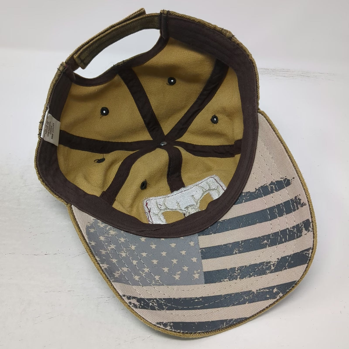 Field & Stream Baseball Cap Brown OSFM American Flag Deer Antler Strapback Hat