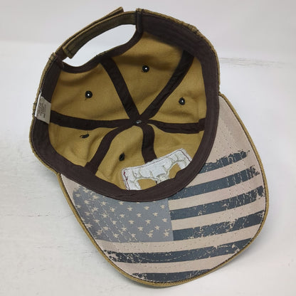 Field & Stream Baseball Cap Brown OSFM American Flag Deer Antler Strapback Hat