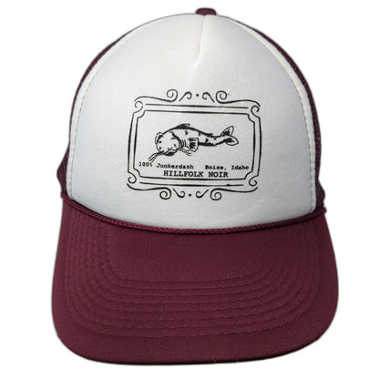 Otto Trucker Hat Red One Size Boise Idaho Hillfolk Noir Fish Graphic Snapback