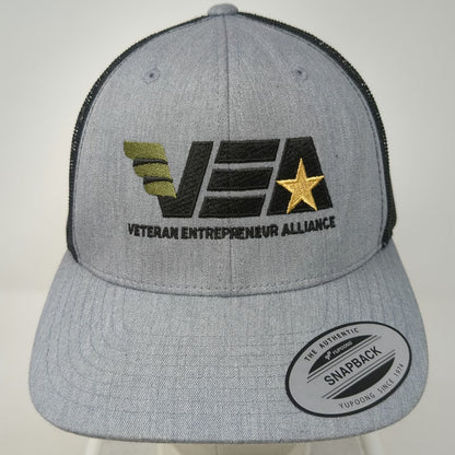 Yupoong Trucker Hat Gray Black OSFM Mesh Snapback Veteran Entrepreneur Alliance